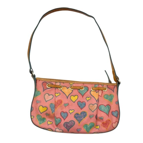 Dooney & Bourke Graffiti Heart Print Canvas Shoulder Bag – Pink Multicolor - Picture 7 of 9